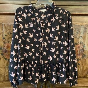 Madison Jules Black Ruffled Blouse